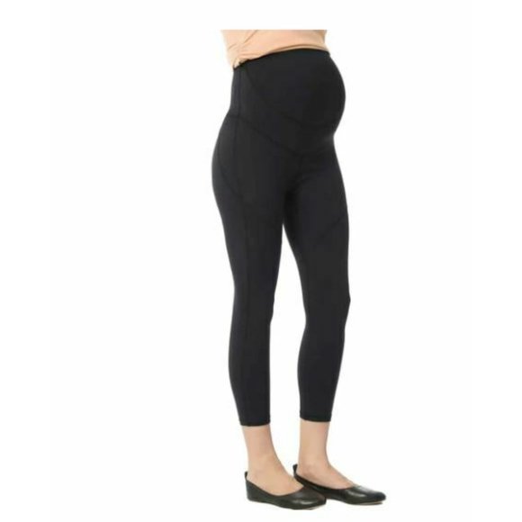 Kimi + Kai Maternity "Elle" High Performance Cropped Leggings Black XLarge $78 - Picture 4 of 5